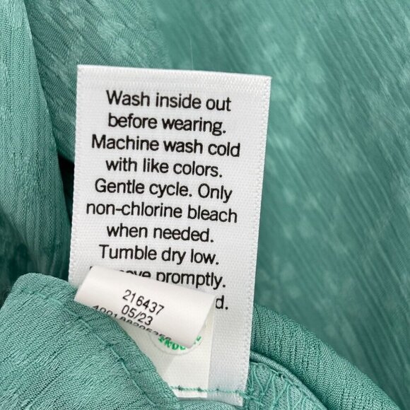 Lauren Conrad Peasant Blouse Size L Green Jacquard Print Lined Balloon Sleeve - Picture 11 of 11